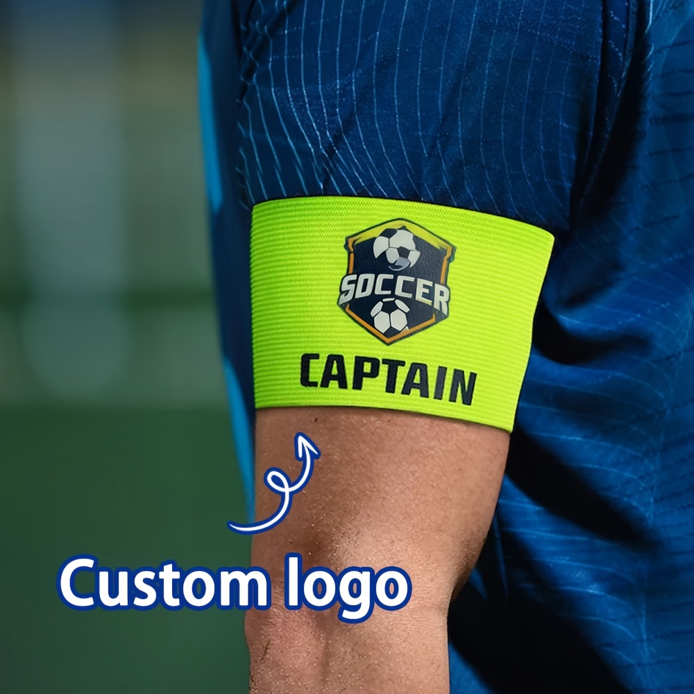 1pc Custom Logo Sleeve Badge, Personalized Elastic Sports Strap, Football Captain, Team Use, With Team Logo And Name