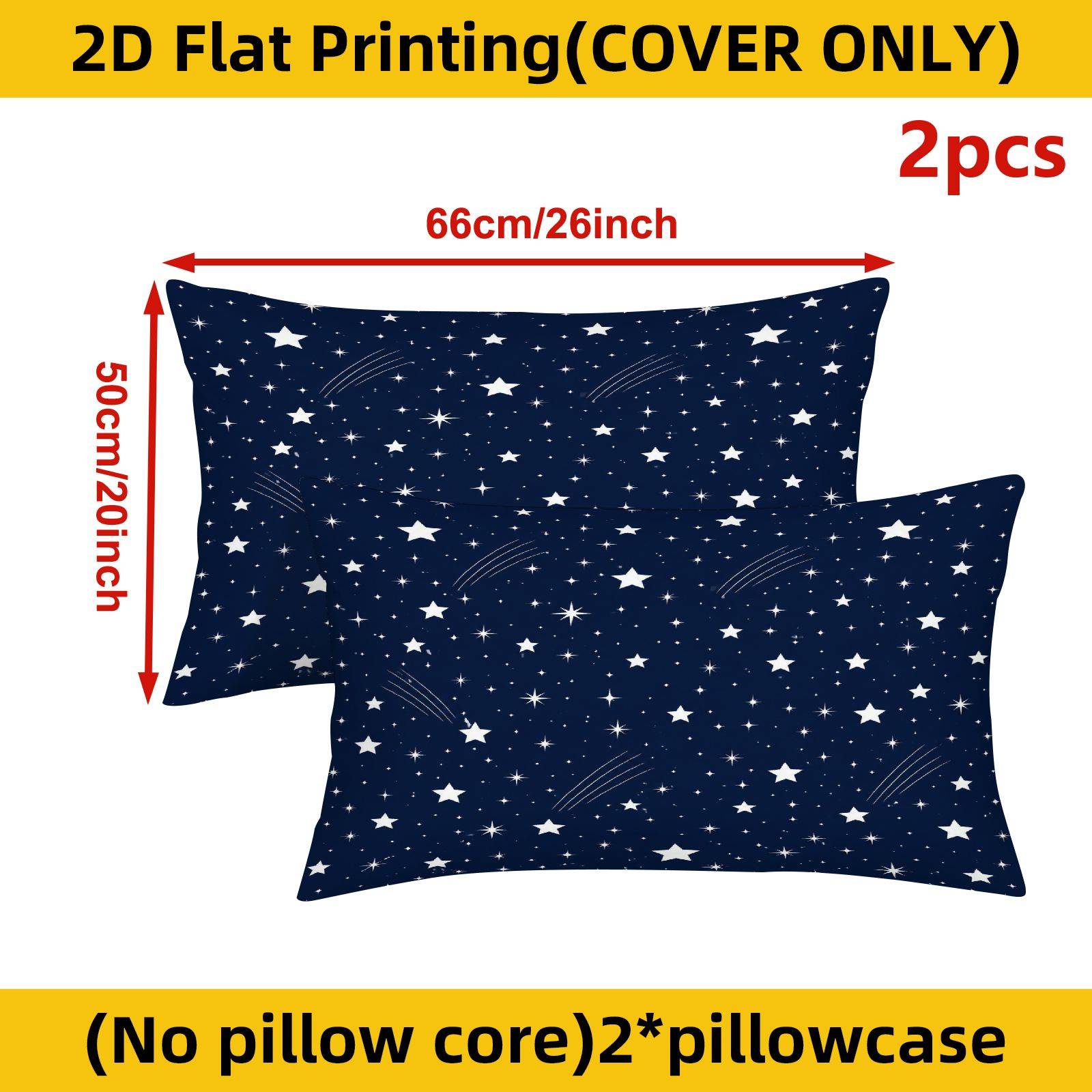 TEMU 2pcs Starry Sky Shooting Star Printed Pillowcase, (pillow Inserts Not Included), Perfect For Home Decor, Pillow Core Not Included, Decorative