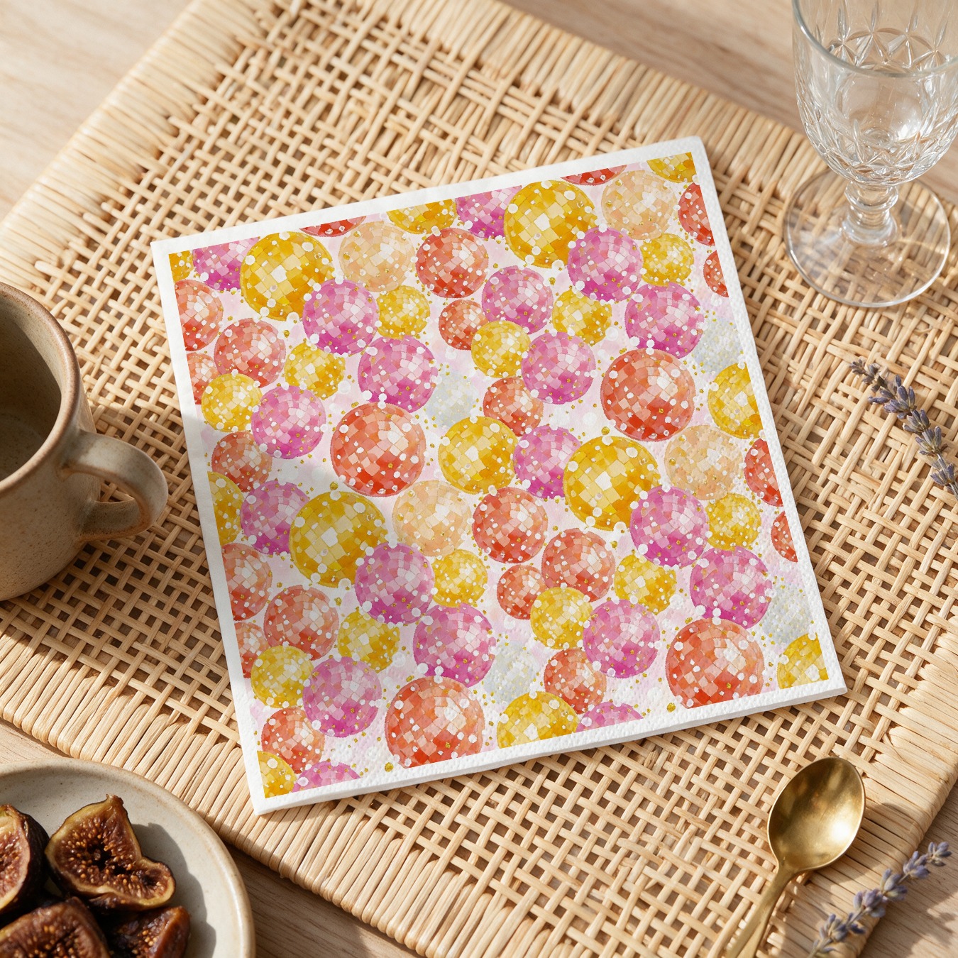 20pcs 6 5 inch square disposable cocktail napkins watercolor disco ball pattern