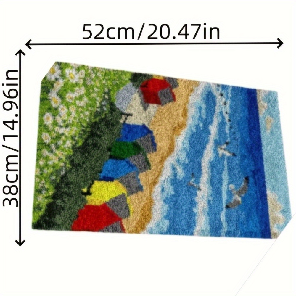 Vibrant Beach Scene Latch Hook Kit for Home Decor