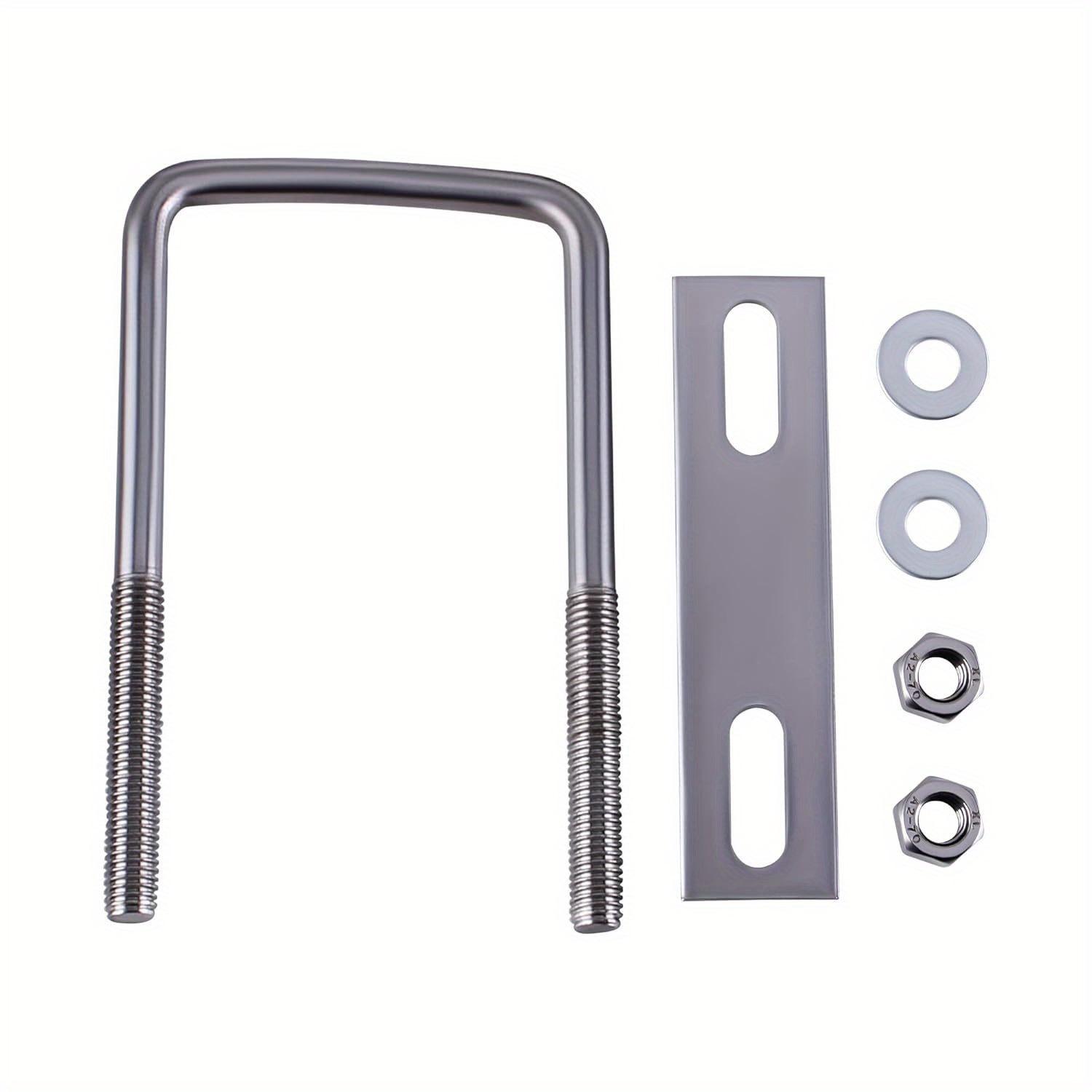 Image of A Collection Of 6 U-bolts, Measuring M8x60x120mm, Made Of Stainless Steel, Complete With Nuts And Round Washers