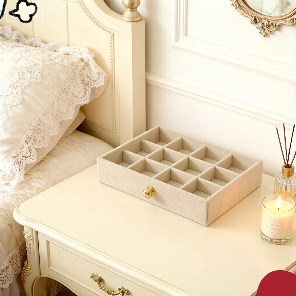 Seven-layer Velvet-lined Drawer-style Storage Box for Necklaces, Earrings, Rings, Bracelets, and Watches, a Large-capacity Desktop Organizer