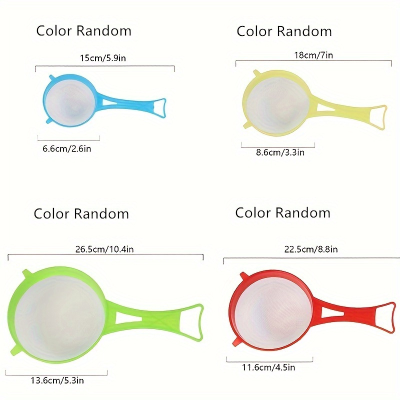 4pcs Multifunctional Strainer Set - Colorful Kitchen Filter Suitable for Tea, Juice, And Soy Milk - Durable Food-Grade Plastic Design with Ergonomic Handle And Fine Mesh - Space-Saving Kitchen Tool, Countertop Water Filter, Tea Brewing Device 13 4pcs Multifunctional Strainer Set - Colorful Kitchen Filter Suitable for Tea, Juice, And Soy Milk - Durable Food-Grade Plastic Design with Ergonomic Handle And Fine Mesh - Space-Saving Kitchen Tool, Countertop Water Filter, Tea Brewing Device