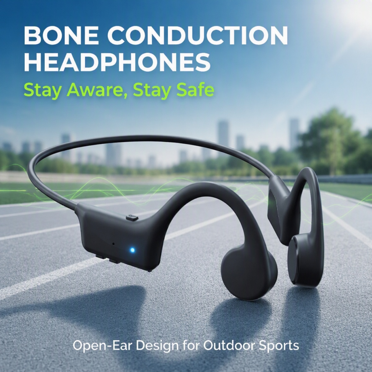 TEMU True Bone Conduction Wireless Bluetooth 5.3 Headphones Open Ear Design No Earplug Pressure Ipx5 Sweatproof Sports Earbuds Built In Microphone