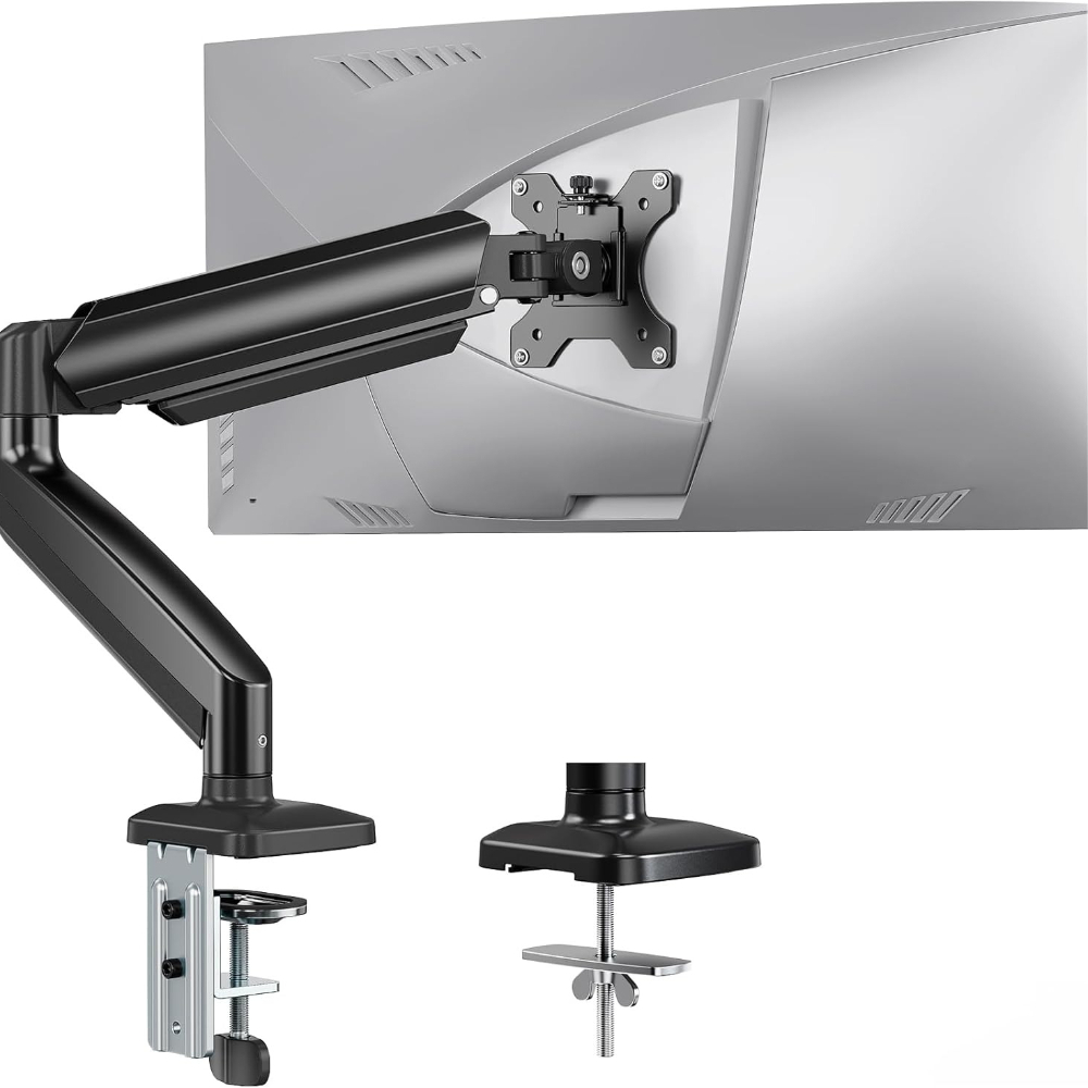 Prostorsko varčno stojalo za namizni monitor, enoročno zategljivo stojalo za monitorje 33,02č81,28 cm, ergonomsko z 360° vrtenjem in nagibom