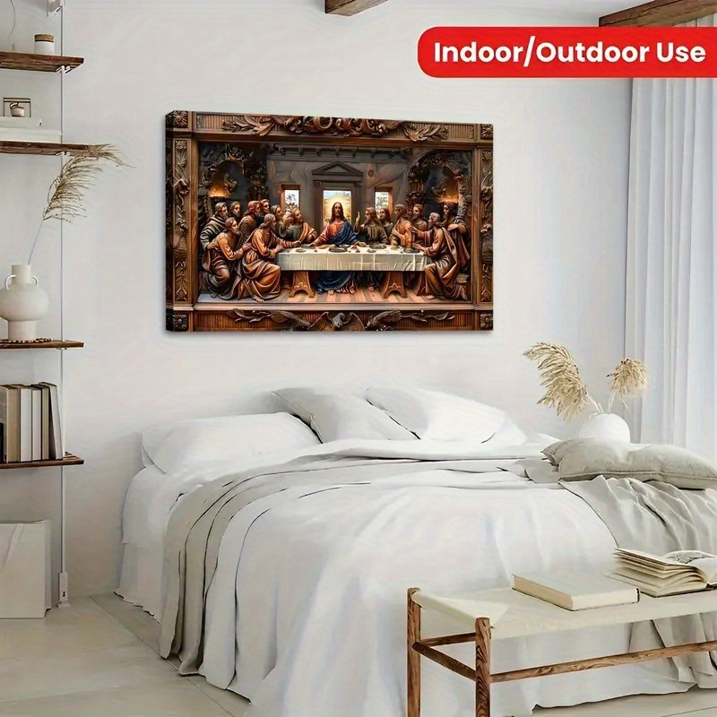 Wooden Framed The Last Supper Canvas Painting 6