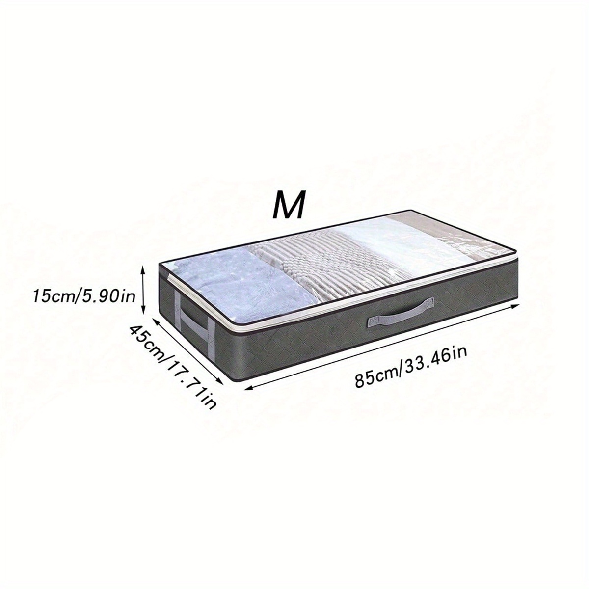 A Foldable Storage With A Transparent Window, Featuring Reinforced Handles And A Zippered Storage Container, Made From Non-woven Fabric, Suitable For Blankets And Bedding - In Sizes, Under-bed Storage