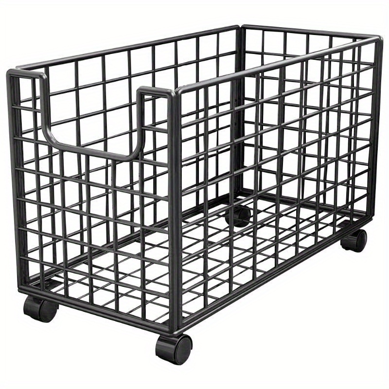 1pc Metal Storage Basket With Wheels, Multifunctional Organizer For Laundry, Bathroom And Kitchen, Without Lid, Home Organization Baskets, Boxes And Containers, Shelf Baskets