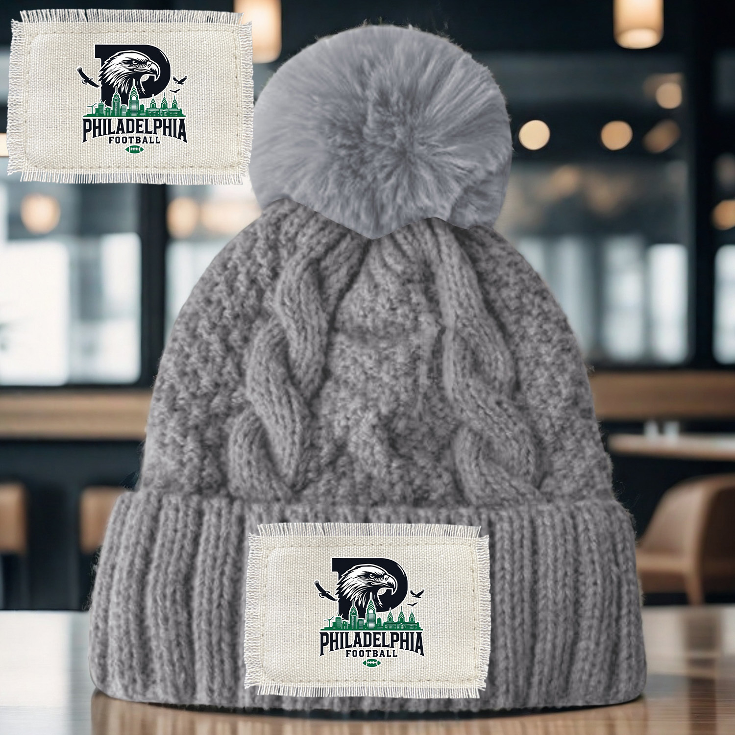 

A Cozy, Beanie Featuring A "@0262@ Philadelphia Football " Print, Keeping Warm And Stylish The Autumn And Winter ---wym003