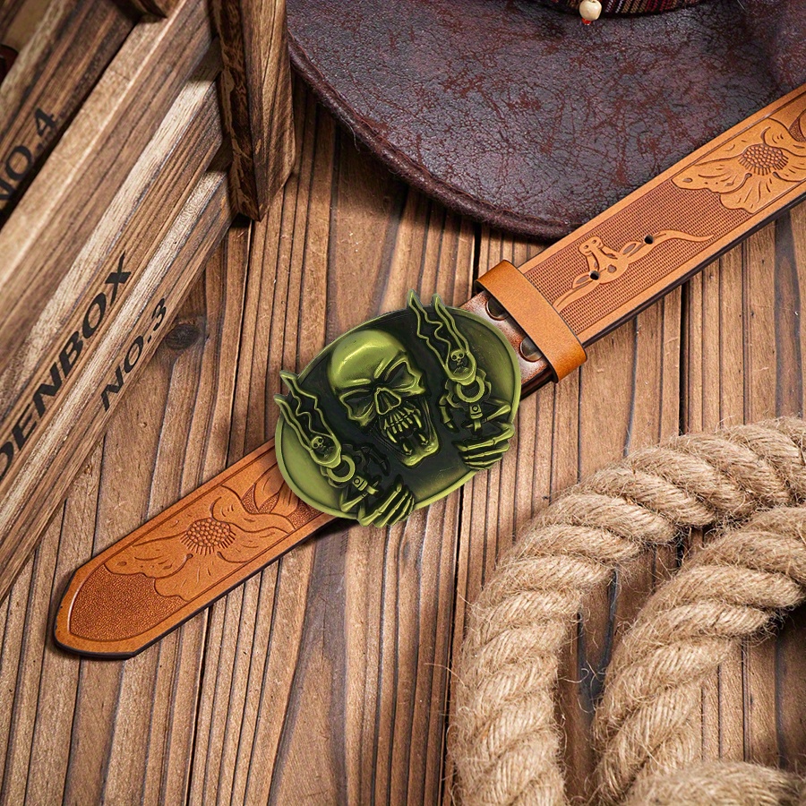 Punk Flame Skull Style Western Retro Belt