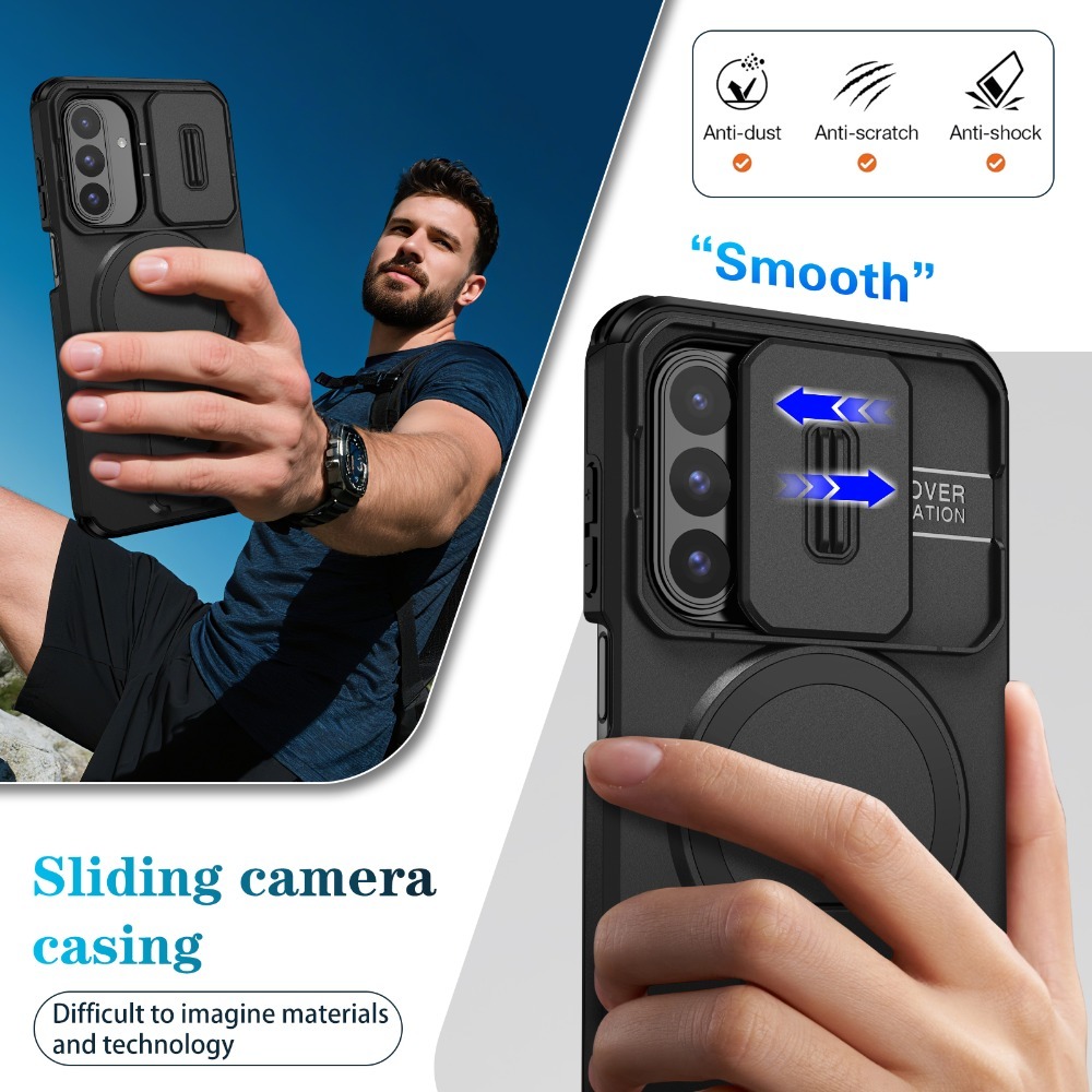 Phone Case - Compatible Phone Case for Samsung for Galaxy A16/A17/A26/A36/A56 Featuring a Sliding Camera Cover, Magnetic Kickstand, Wireless Charging Capability, And Drop Protection