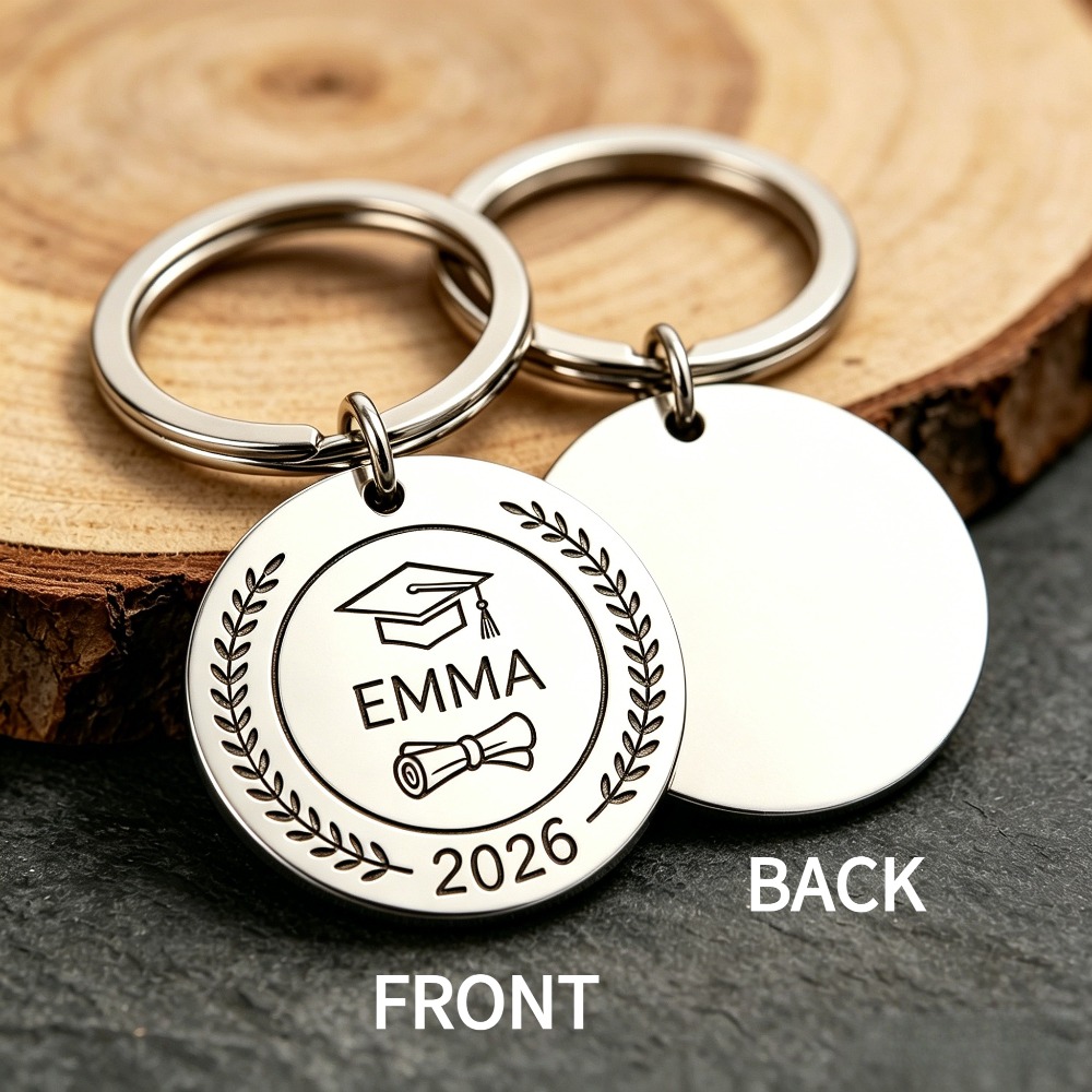 TEMU ["Personalizzato] Portachiavi in acciaio inossidabile personalizzato per laurea 2026, disponibile con incisione a laser, regalo souvenir di