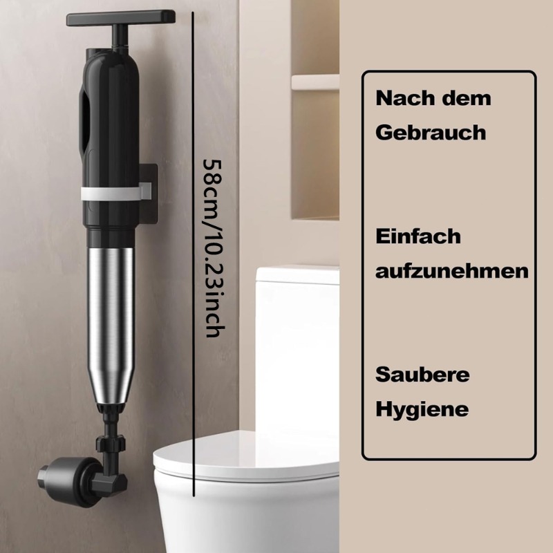 High-performance Drain Clearing Pump With Pressure Meter & 4 Extra Nozzles, Effective Pipe Cleaning Device For Toilets, , Floor Drains, And Bathroom Applications