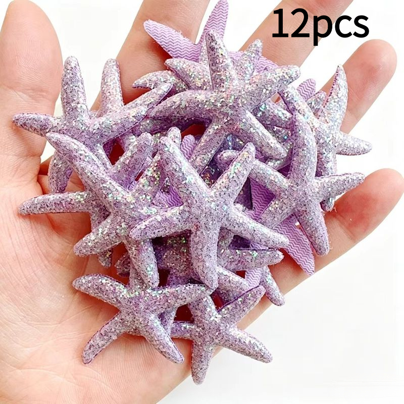 TEMU 12pcs 1.37inch Resin Starfish, Iridescent Sequin Jewelry Accessories, Mini Decorations, Suitable For Diy Hair Clips, Bags, Home Rooms, And Party