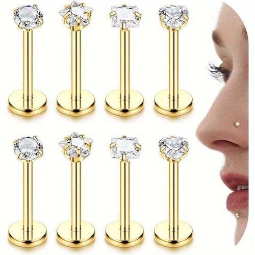 8 stück 16g g23 labret stecker lippenringe helix tragus ohrsetz herz rund cz nasenringe stecker hypoallergenische cartilage ohrschmuck piercing schmuck 6mm 8mm 10mm