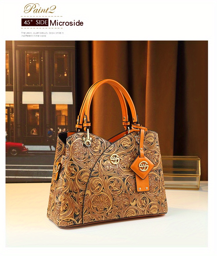 Deep Purple Retro Embossed Handbag hardware detail