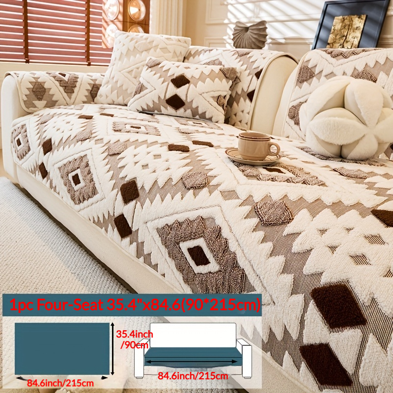 1pc Of Thick Plush Cushion For Sofas, Made From Pet-friendly Material, Featuring A Non-slip, Machine-washable Protective Cover, Ideal For Decorating Sofas In Offices, Bedrooms, Living Rooms, And More