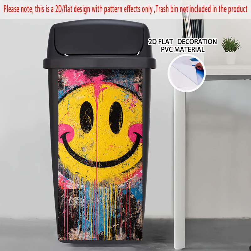 2d flat printing 1pc 2d pattern printing kitchen trash can sticker 37x82 cm   graffiti flow theme kitchen home decoration wallpaper self   for cabinets and wardrobes modern kitchen decoration  