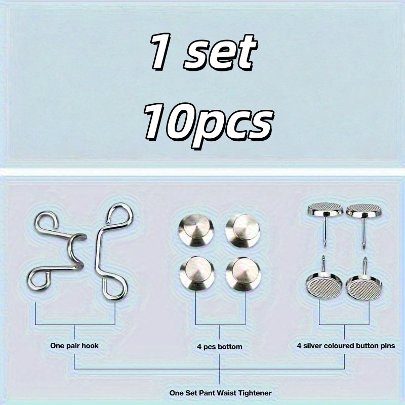 TEMU 10pcs 1-set Women's Adjustable Jeans Tightening Belts - Heavy-duty Metal Buckle Adjuster, No-sew For Jeans, Pants, Dresses - Quick Shaping Waist