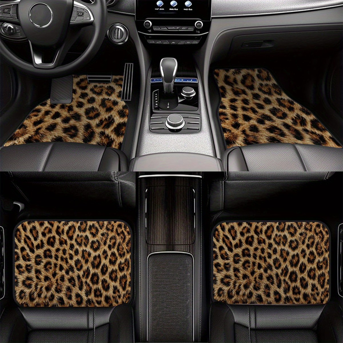 TEMU 4pcs Car Floor Mats With An Exquisite Appearance And Signature Car-themed Design, Featuring Patterns. Suitable For Cars, Trucks, And Suvs,