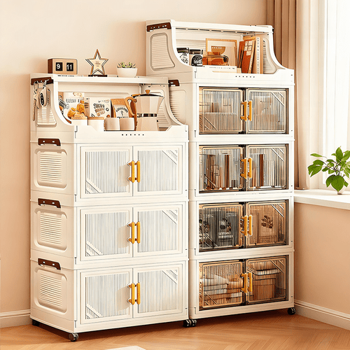 14 57inch foldable storage cabinet with 4 wheel mobility and 2 6 adjustable shelves heavy duty plastic frame white and organizer cart for office closet patio space saving tote cabinet system easy to assemble