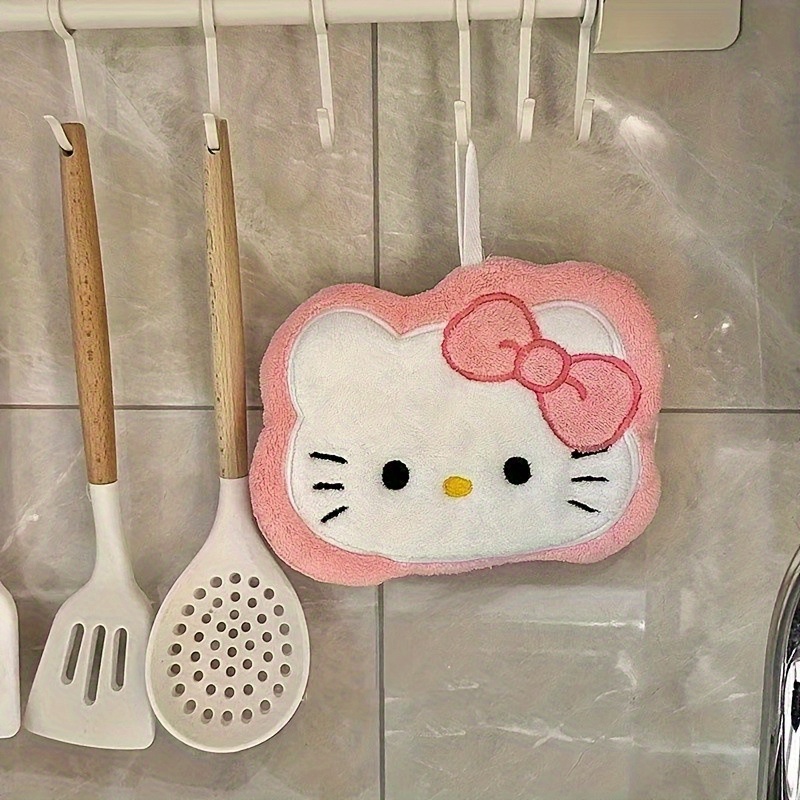 E-shop Sanrio KT Katzenhandtuch, Niedliche Cartoon-Charaktere Hello Kitty, Dicke Hängende Küchen- und Badezimmer-Handtücher für Zuhause