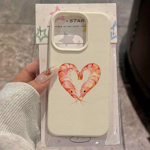 artikel foto telefoonhoesje - een paar hartvormige garnalen ontwerpen geschikt voor tpu hoesjes voor iphone 16 pro max, compatibel met iphone 16 pro max/14/16/15/13 pro/12/11, duurzame en valbestendige beschermhoezen die gemakkelijk en aantrekkelijk zijn.