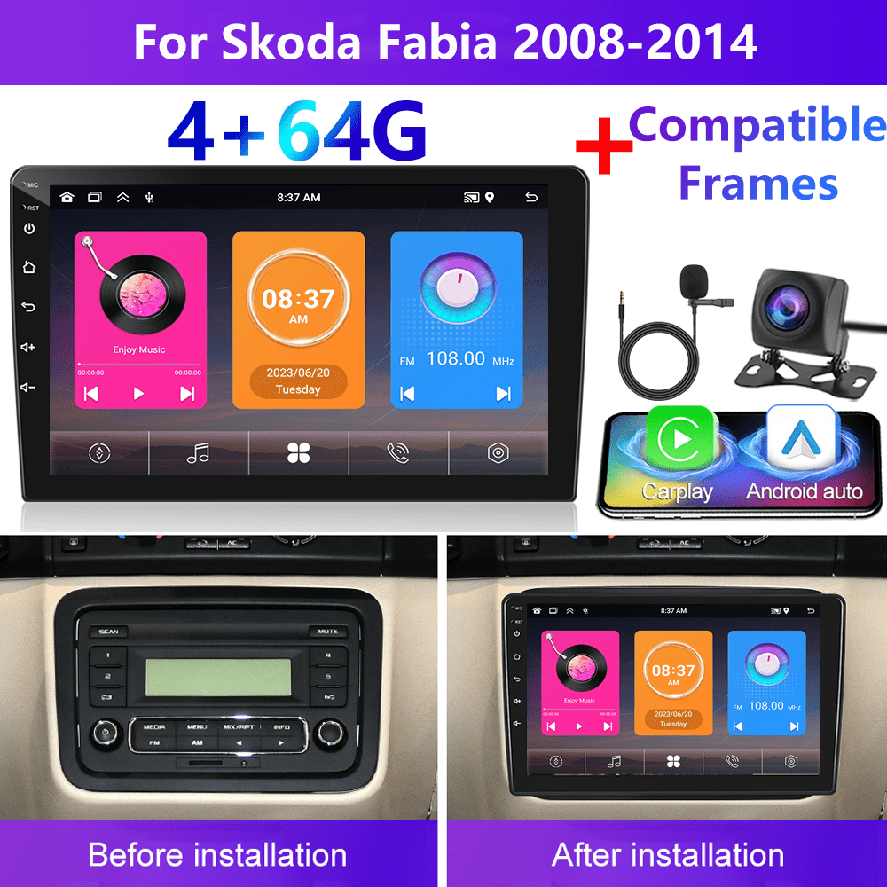 Image of [4+64g] Podofo Car Stereo For 2008-2014 Double Din Radio, 10 Inch 1280p Ips Touch Screen Radio Auto Car Radio Ai Dsp/ Fm/ Rds/ 32eq Wireless Gps Wifi Swc+mic, Ahd Backup Cam