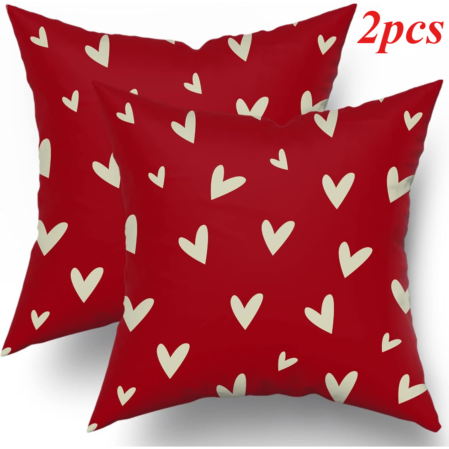TEMU 2pcs Valentines Day Red Throw Pillow Covers, Romantic Heart Double-sided Printing 17.7 X 17.7in, Gift For Wife Girlfriend, Valentine Themed Home