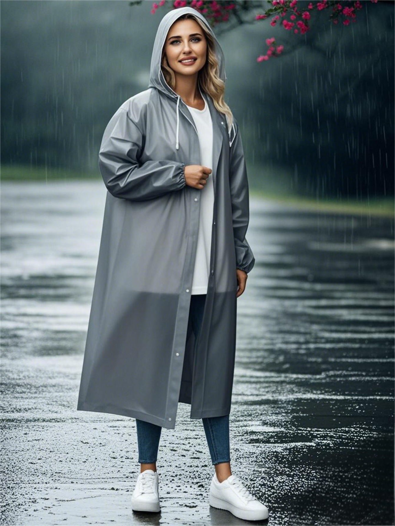 this portable grey raincoat for adult   from windproof and eva with an all in     you from   lightweight and handy its ideal for cycling hiking and daily trips