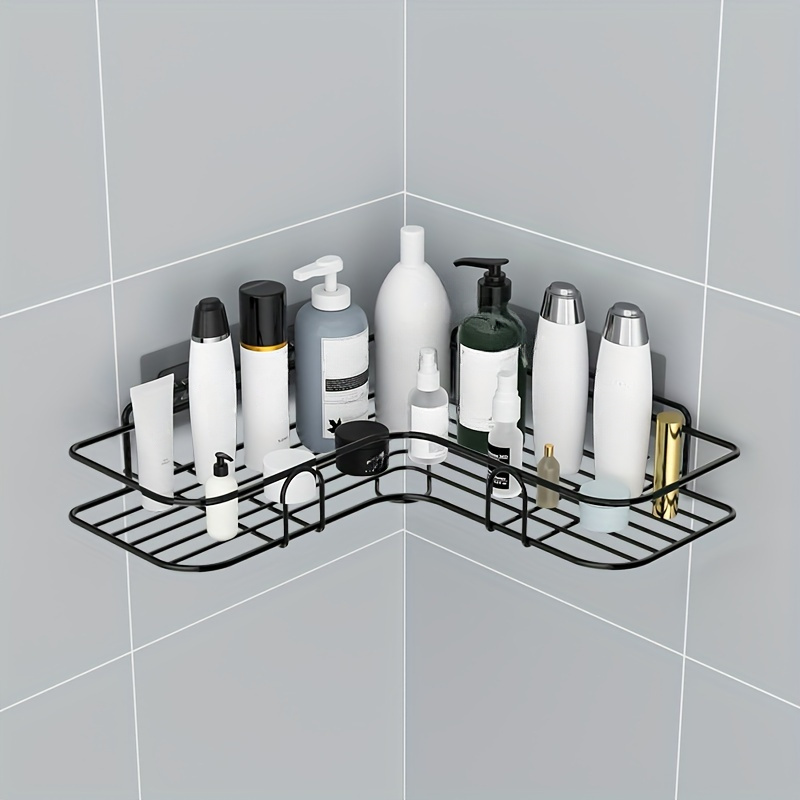 1pc no drill corner rack bathroom rack wall mounted toilet storage cabinet bathroom shampoo toner cosmetics storage rack bathroom accessories details 3