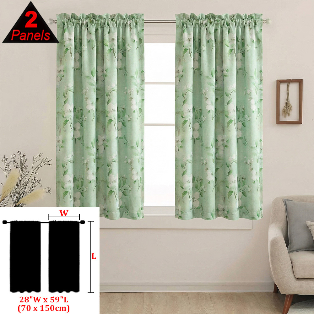 TEMU 2pcs Set Vine: Textured Kitchen Blackout Curtains, A Pair Of Small Curtains With Exquisite Pattern Prints, Fade-resistant, Rod With , ,