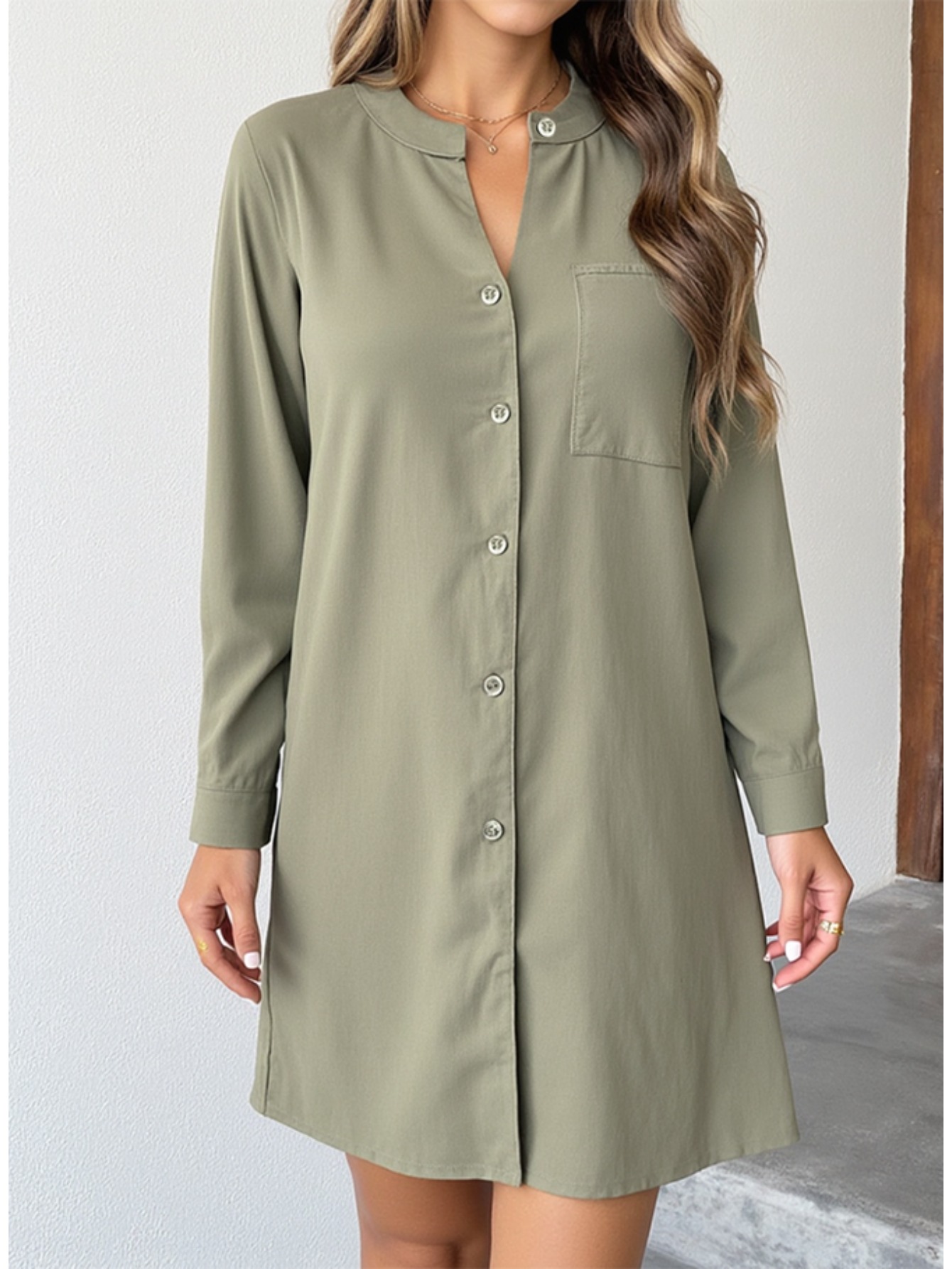 green emerald velvet dress Womens Green Pocket Shift Dress main image 1