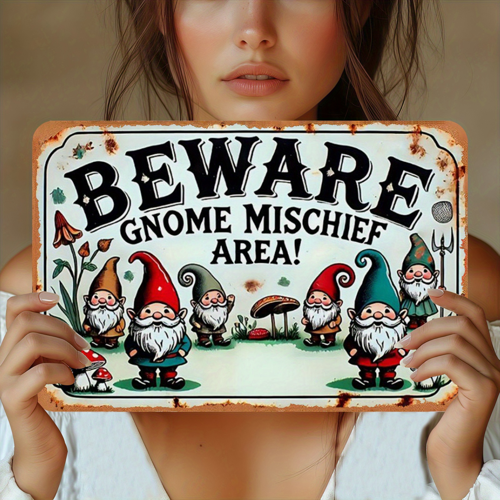 TEMU 2d Flat - 1pc Farmhouse Dwarf Field Wooden Sign - Retro Wooden Decor With Humorous Dwarf Illustration, Ideal For Home, Office, Or Outdoor Garden
