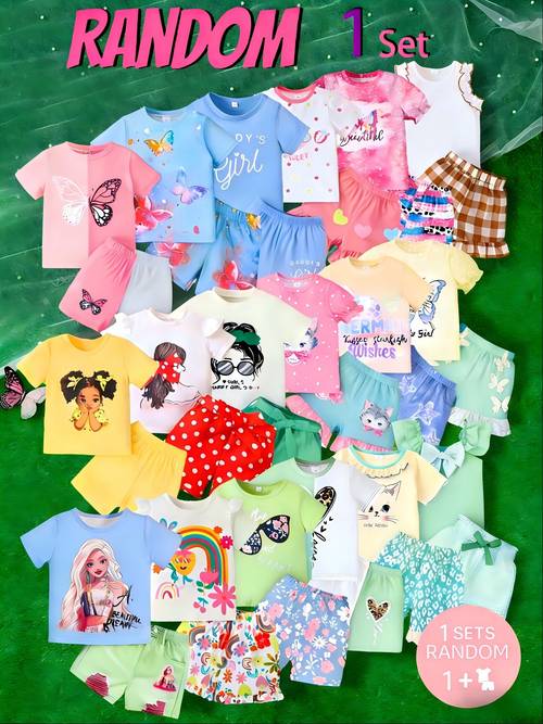 50pcs 2pcs childrens clothing short sleeved t shirt with english letter floral print with printed shorts outdoor set suitable for outdoor use