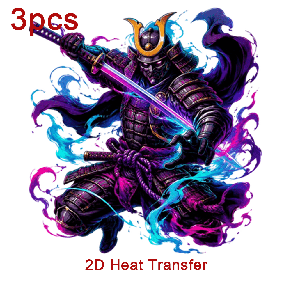TEMU 3pcs 2d Flat Neon Heat Transfer Stickers, Dark Mecha With Glowing Theme Patterns, Iron-on Patches, Suitable For T-shirts, Sweatshirts, Denim