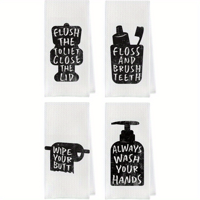 

4pcs 18*26inchfunny Bathroom Towel Set - Funny Bathroom Decor, Bathroom Rules Bathroom Decor Towels, Bathroom Towels