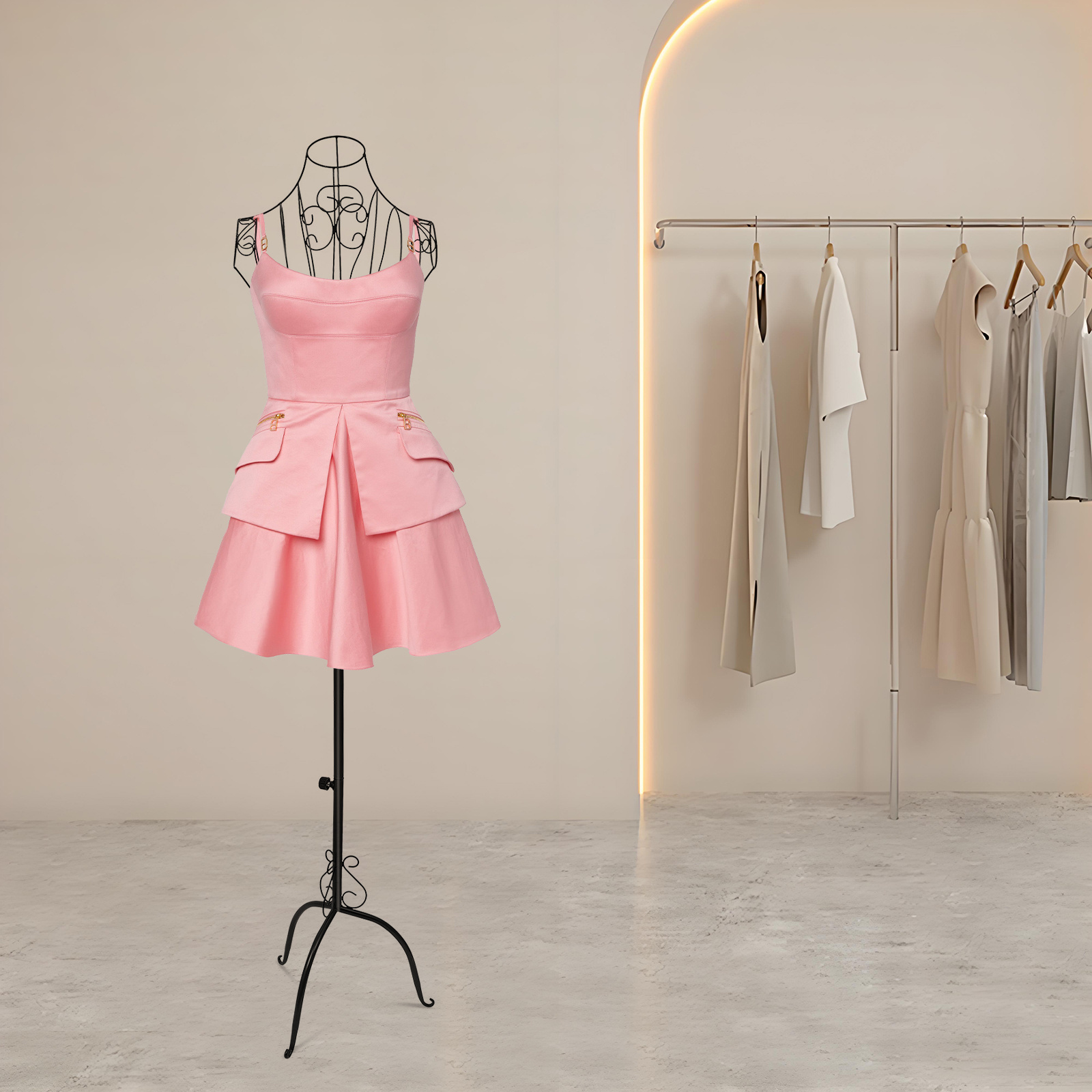 Adjustable Black Metal Mannequin With Stand, Half-body Display Model, Dress Form For 140-160cm/55-63 Inches, Ideal For Boutiques, Clothing Stores, Show Windows, Shopping Malls, And Tailor Shops.