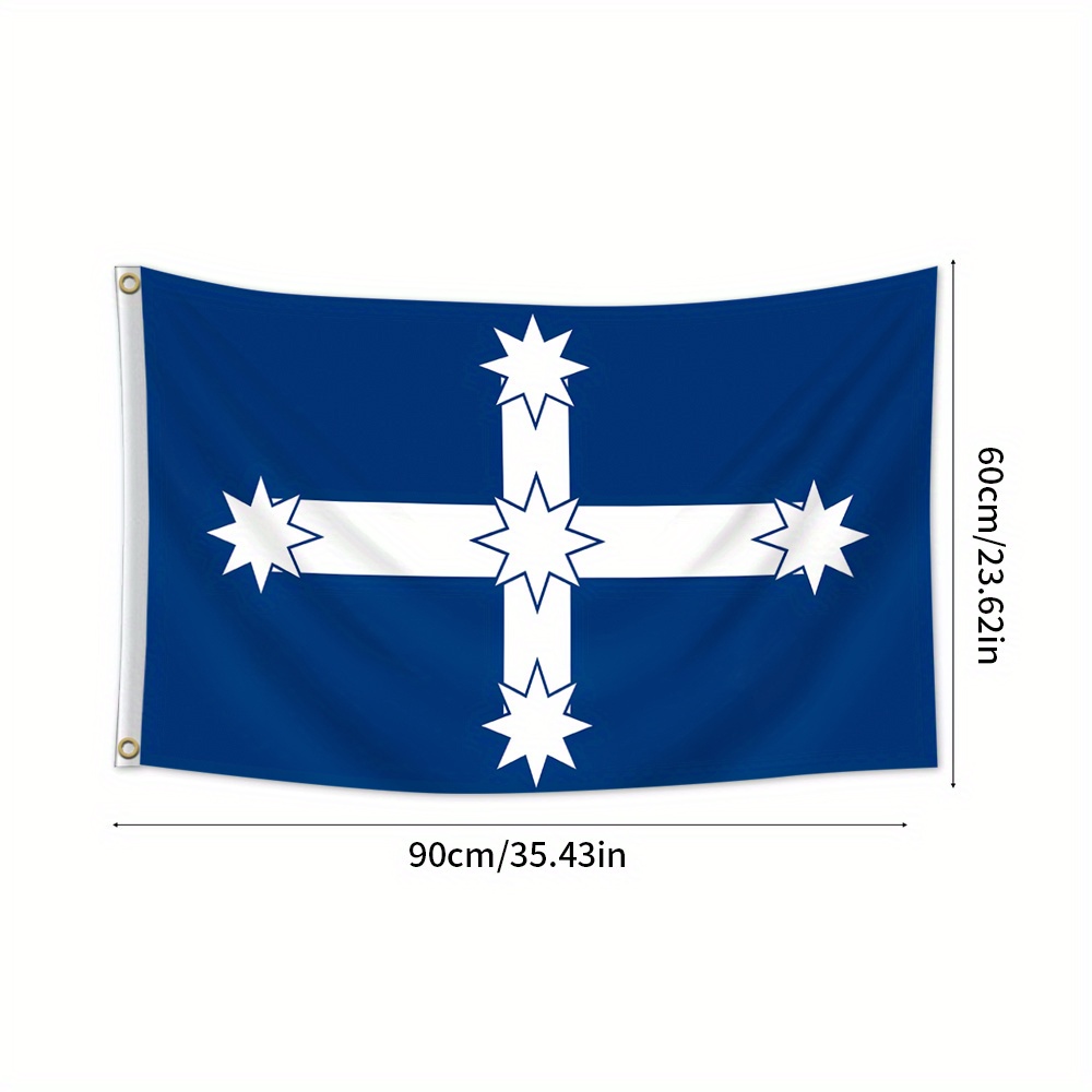 TEMU 1pc, Australian Eureka Flag, Australian Flag, 2x3 Feet 60*90cm / 3x5 Feet 90*150cm, 2 Metal Grommets, Single-sided Print, Suitable For Indoor,