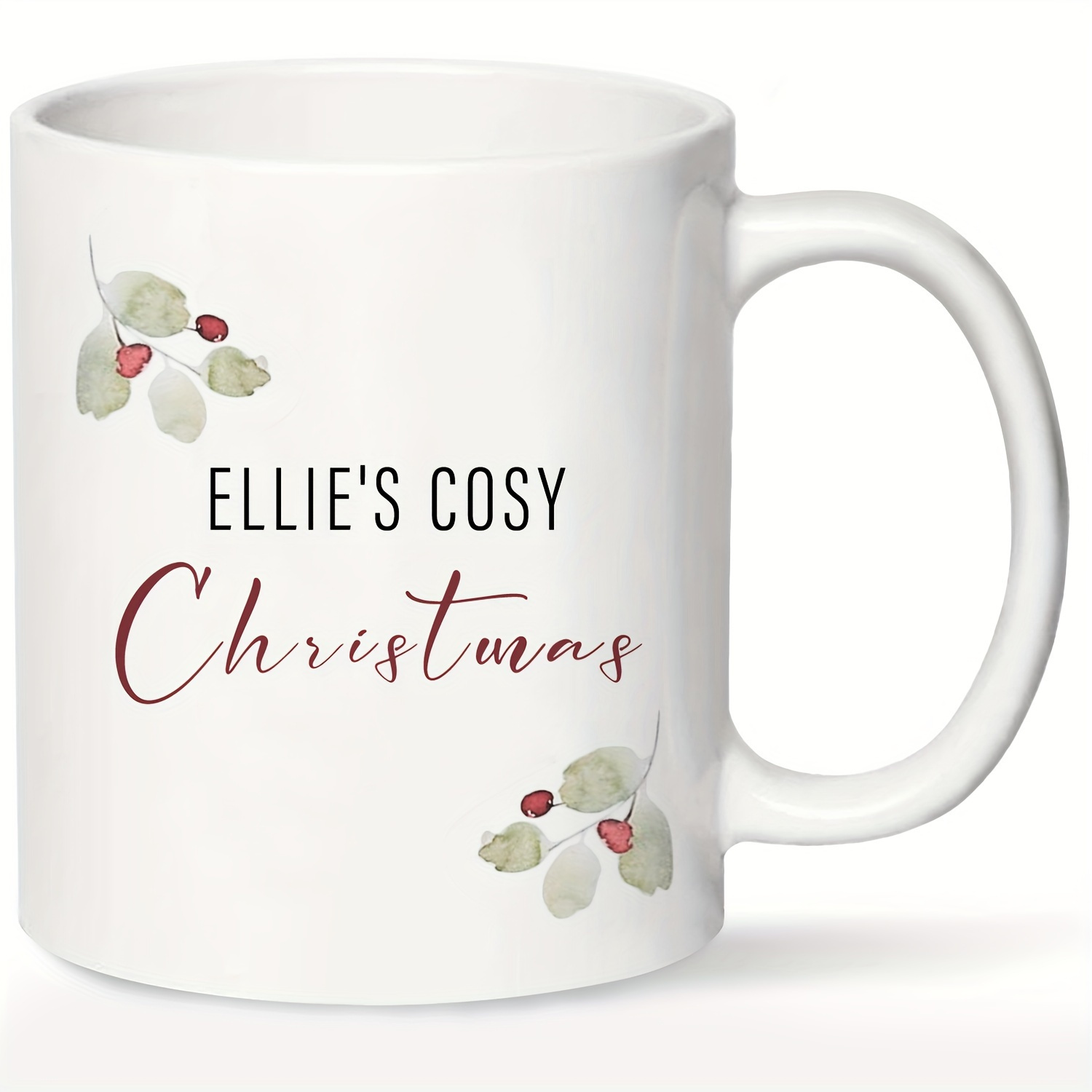 1pc   cozy christmas ceramic mug 11oz customized festive   design bpa free insulated coffee cup hand wash only reusable recyclable for home office party centerpieces housewarming gift multi holiday use halloween hanukkah christmas easter thanksgiving christmas mug holiday drinkware cursive font style bpafree material details 1