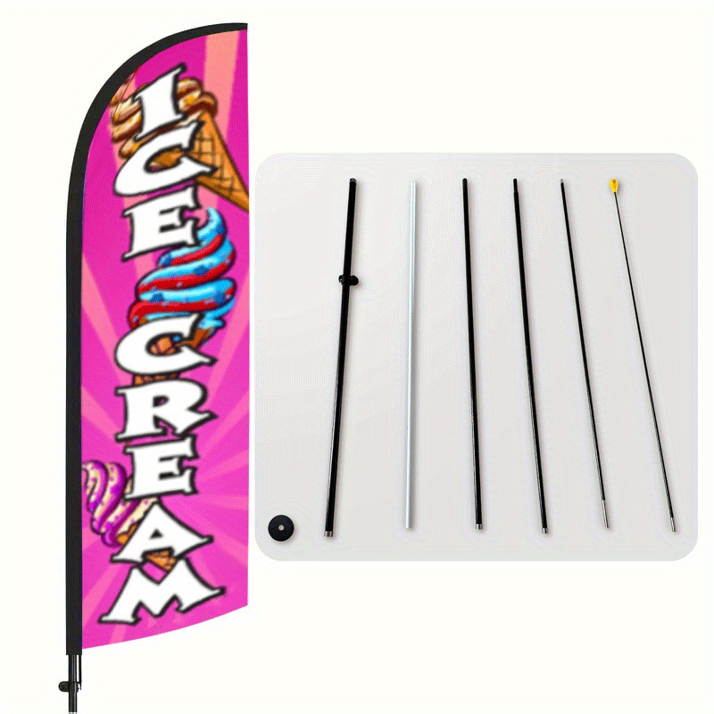 

1pc Ice Advertising Banner With Full Set Flagpole, Vibrant Polyester 100% Sign For Promotion, No Electricity Needed