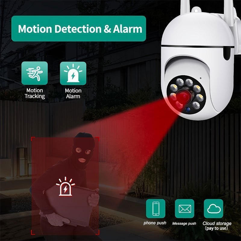 1pc 1080P HD Wireless Security Camera, 2-Way Audio, Motion Detection, Alarm Push, PTZ 355°, 90° View Angle, for Smart Home Surveillance, Compatible with Smartphones, Supports Cloud Storage & SD Card (Not Included) details 4