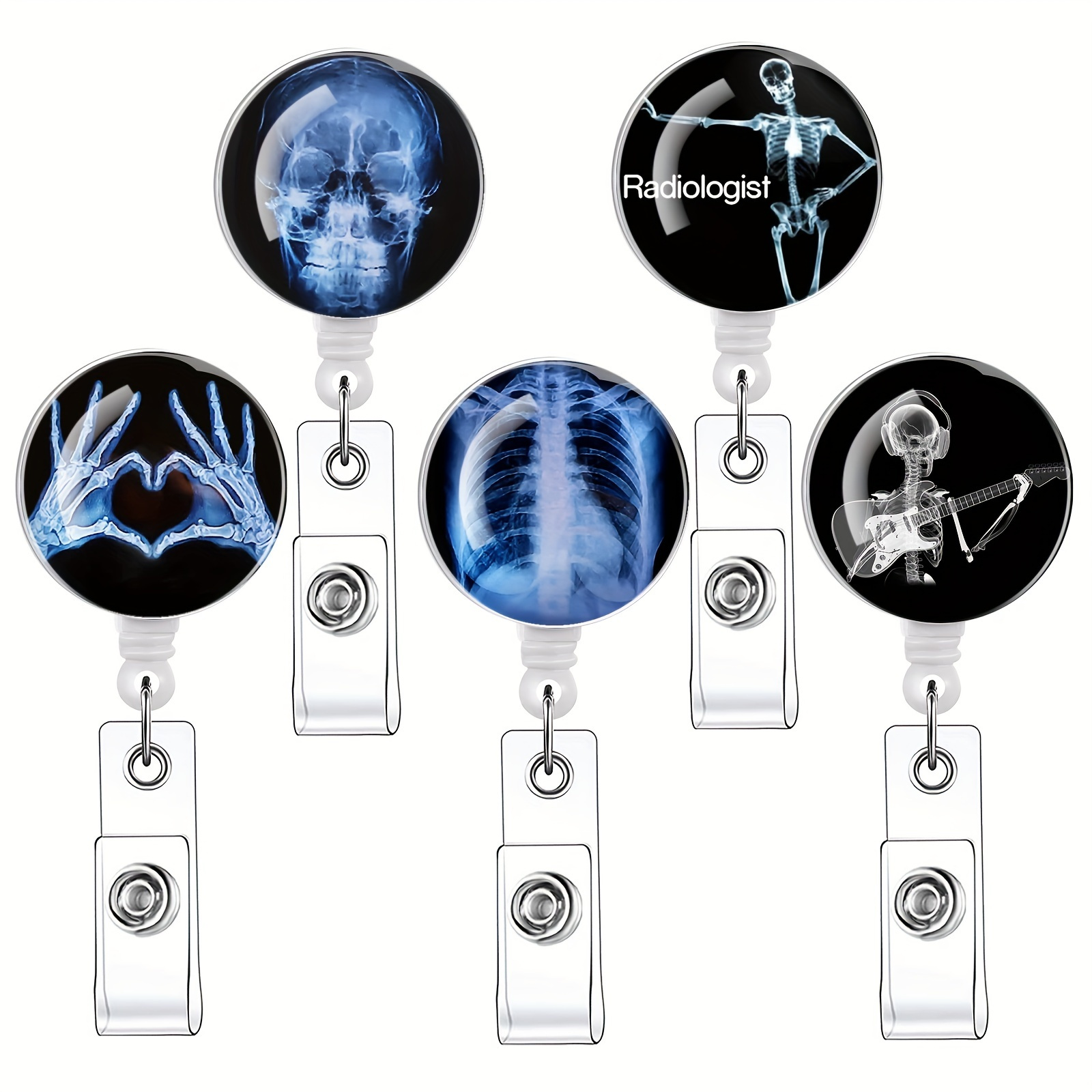 TEMU Confezione da 5 portabadge retrattili 2D a X con , portabadge retrattili con supporto, clip portabadge retrattile per tesserino, portabadge a X