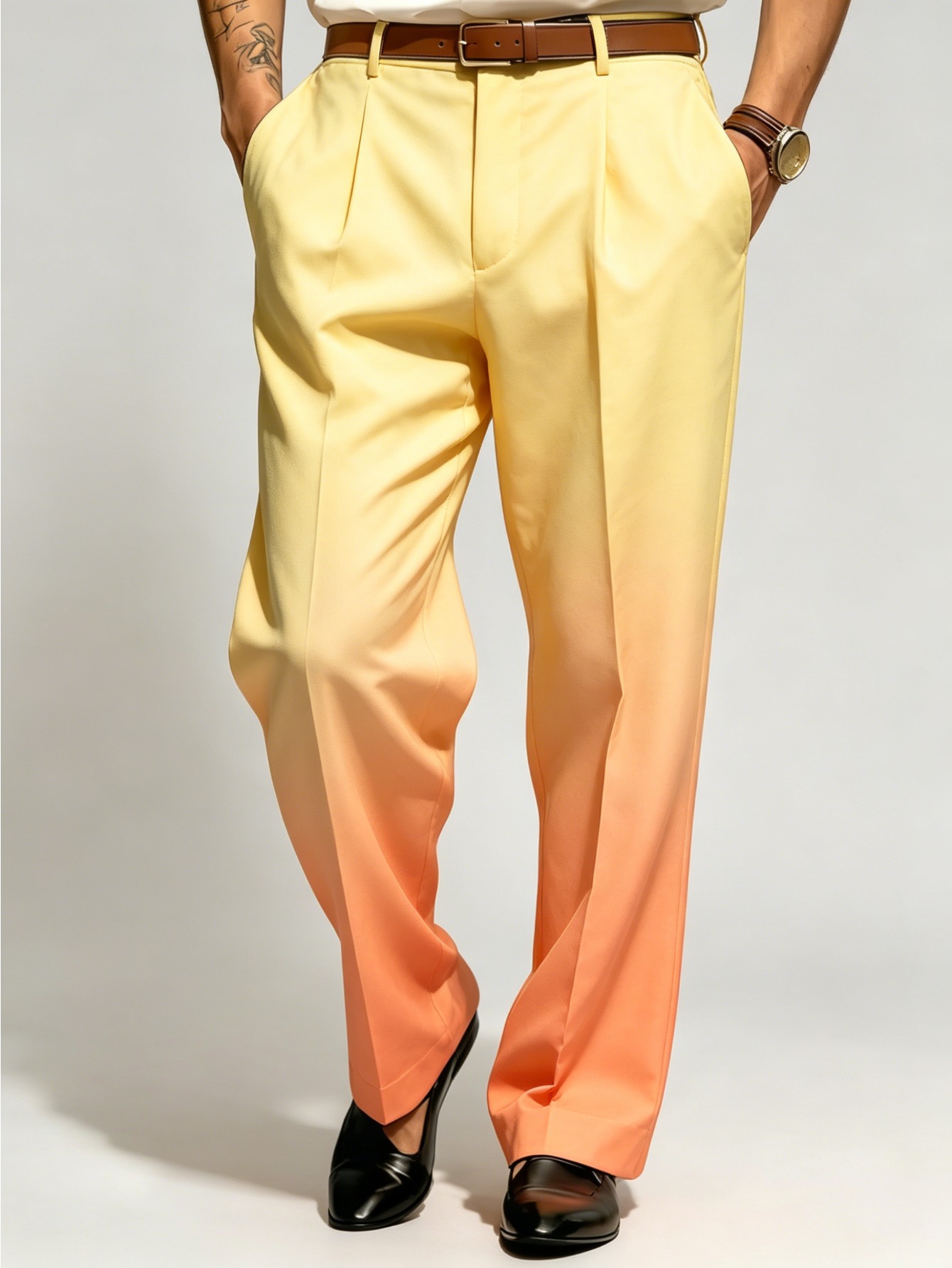 *'S Mature Gradient * Dress Pants, Delicate Yellow-Orange Gradient Print  Design, Create Mature * Texture Outfit * Daily Wear for Adults, Suitable  for Business * & Date Occasions