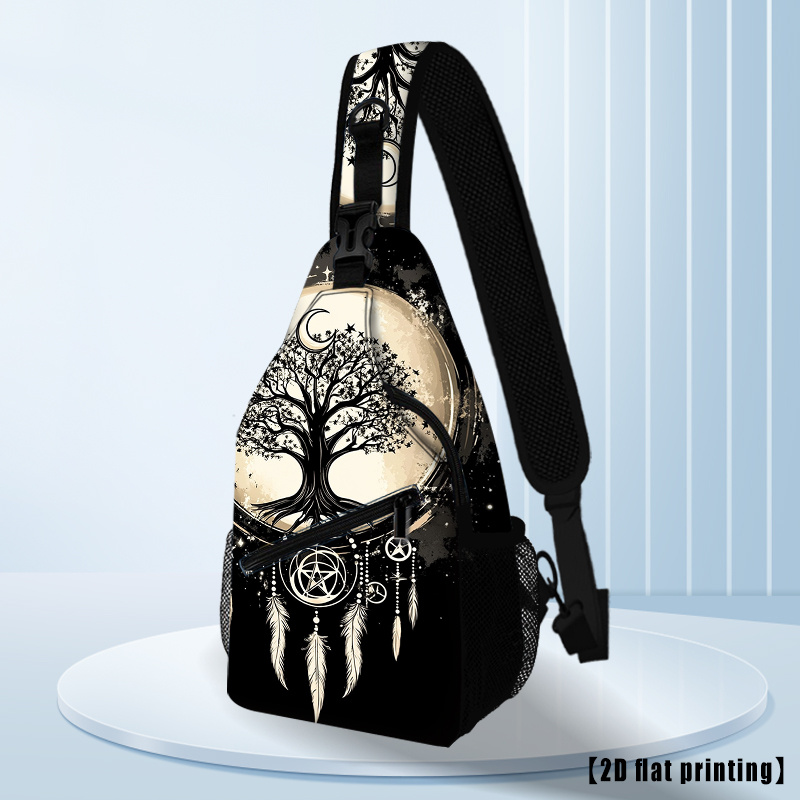 TEMU Gorgeous Tree Of Life (9) Single-shoulder Crossbody Bag, Multi-functional Chest Bag, Hiking Backpack, Foldable Large-capacity Fashion Printed