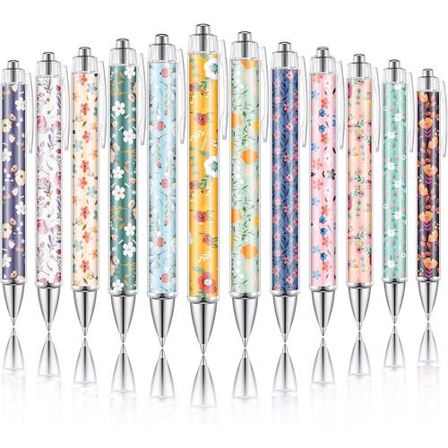 12pcs ballpoint pens floral lover flower ballpoint pens retractable black ink pen students back to school classroom office supplies