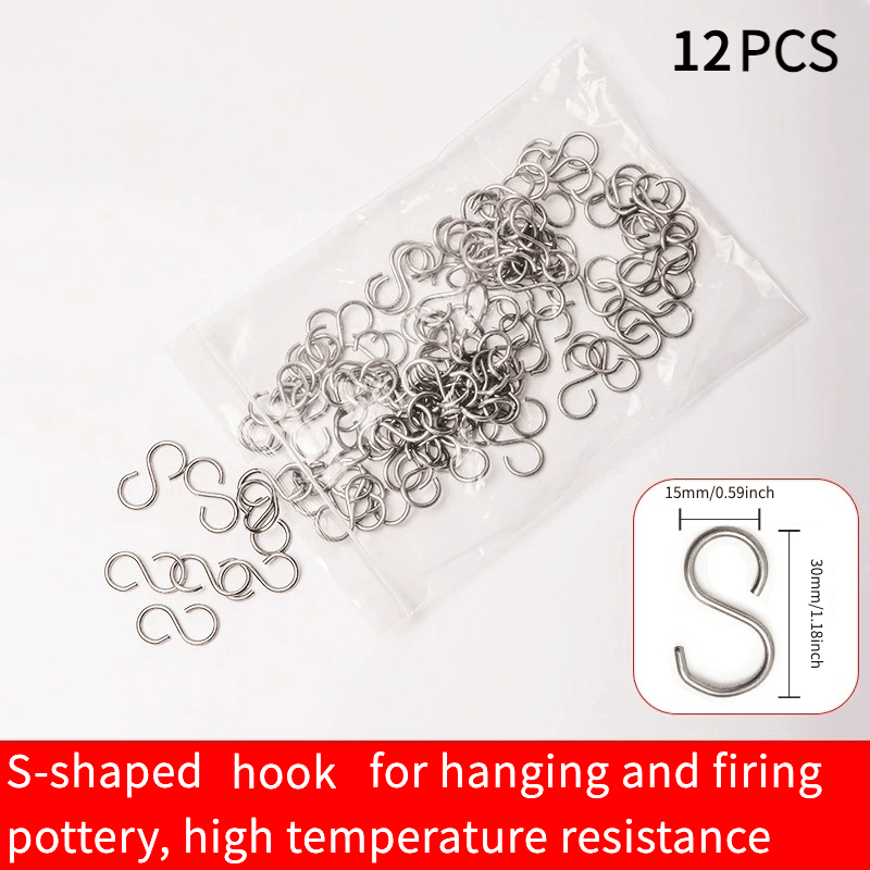 Image of 12pcs High-temperature Hooks S/r/p/u Shape, Heat-resistant Metal Wire Hangers For Pottery , Clay Art Kiln Tool, Ceramic Work Hanging & Sintering Additions