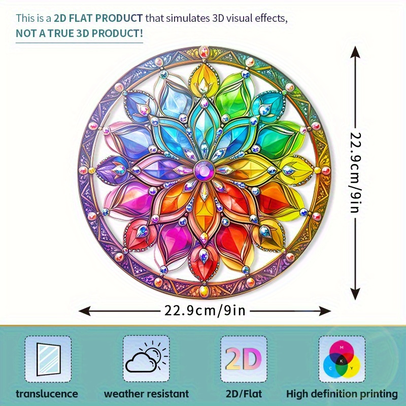 Image of 1 Rv Window Decal - 9-inch Colorful Floral Static Cling Pet Film, Uv Printed High-quality Light Catcher, Glass, Glue-free Diy Decorative Sticker, Pattern | Double-sided Printing