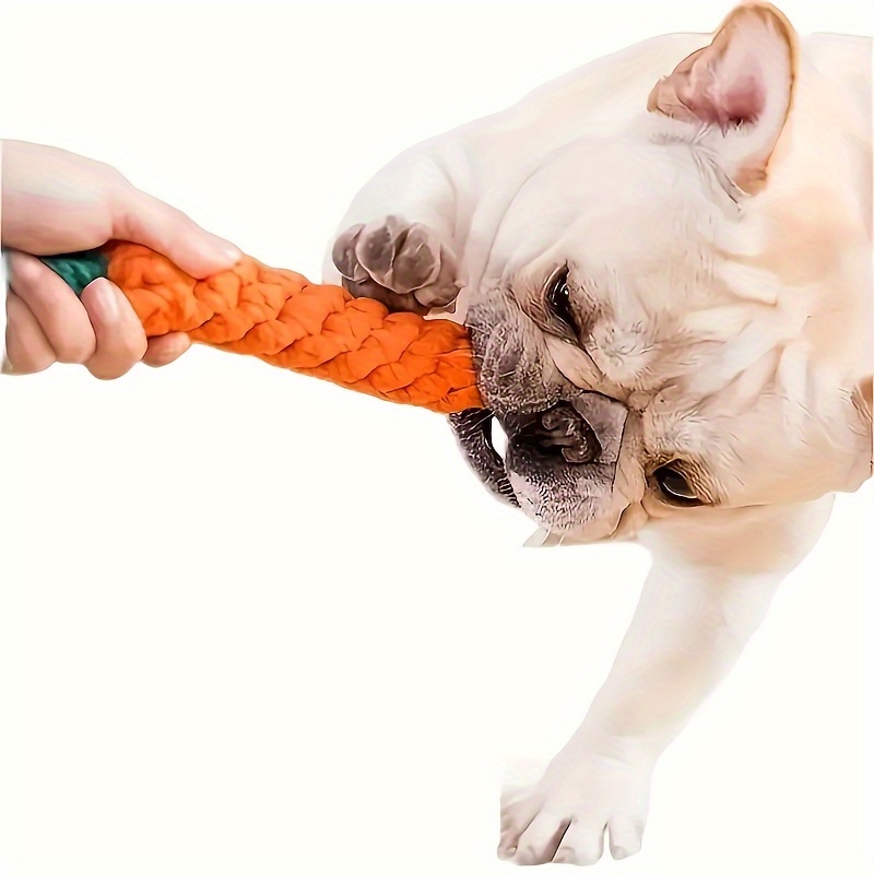 1pc durable carrot shaped braided fabric rope dog chew toy for teeth   play dental health all breed sizes interactive   carrotshaped toy durable braided rope dog toy details 3
