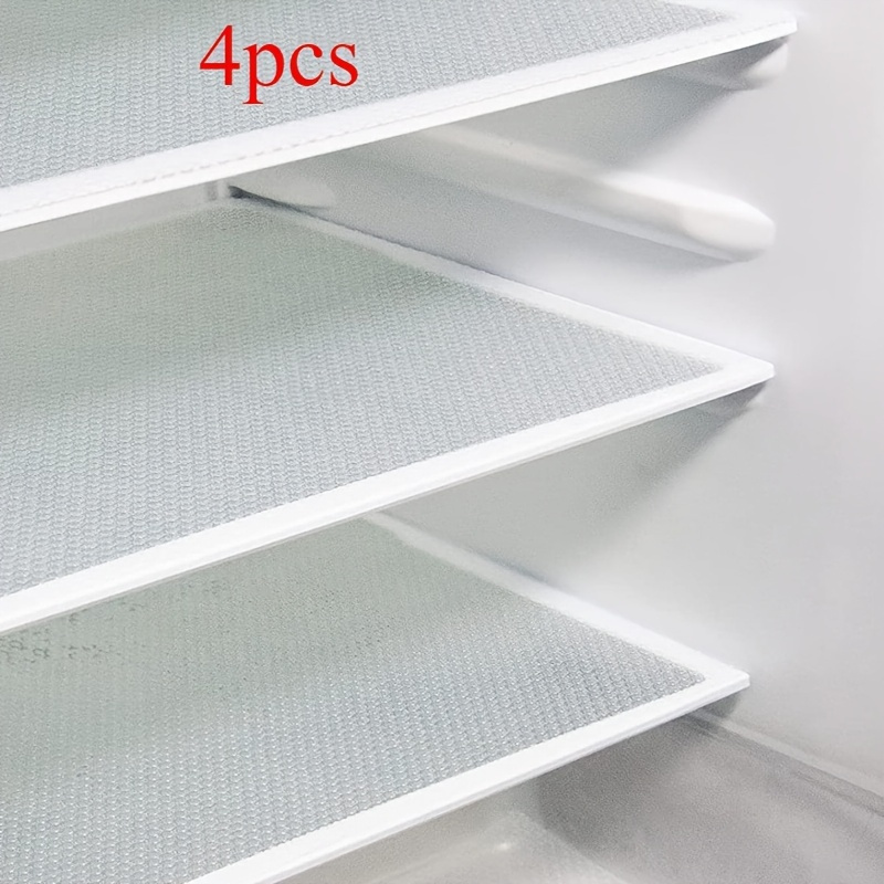 Image of 4pcs Silicone Refrigerator Liners - Waterproof & Oil-resistant Non-food Contact Mats, 2 Colors (blue/white) For Fridge, Shelves, Drawers, Cabinets - Easy Clean, Durable, Space- Design